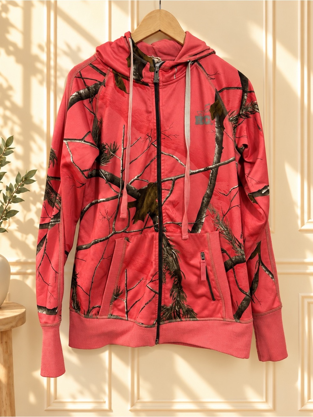Real Tree Pink Camo Zip-Up Hoodie Jacket - Womens Size XL